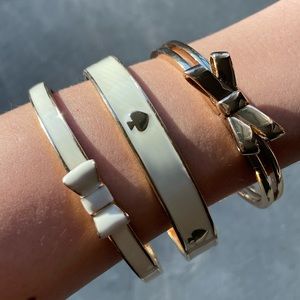 Kate Spade bangle bracelets set of 3 gold & white
